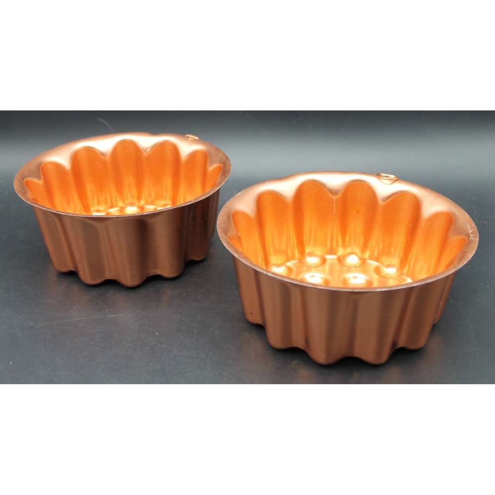 Set of 2 Vintage Copper Jello Mold Wall Hanging Tart Baking Molds 7"